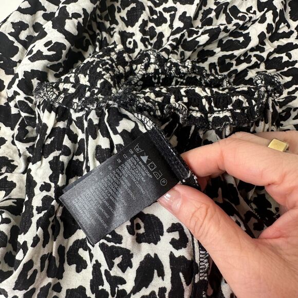 H&M Divided Leopard Print Cream and Black Ruffled Saucy Mini Skirt Smock Waist 4 - Picture 7 of 11